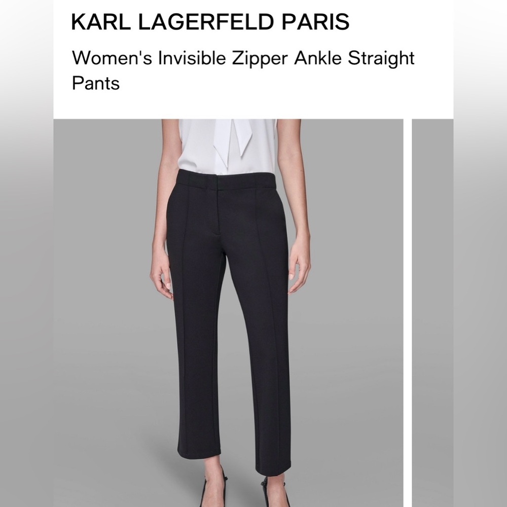 Karl Lagerfeld Black Ankle Straight Maxi Pants